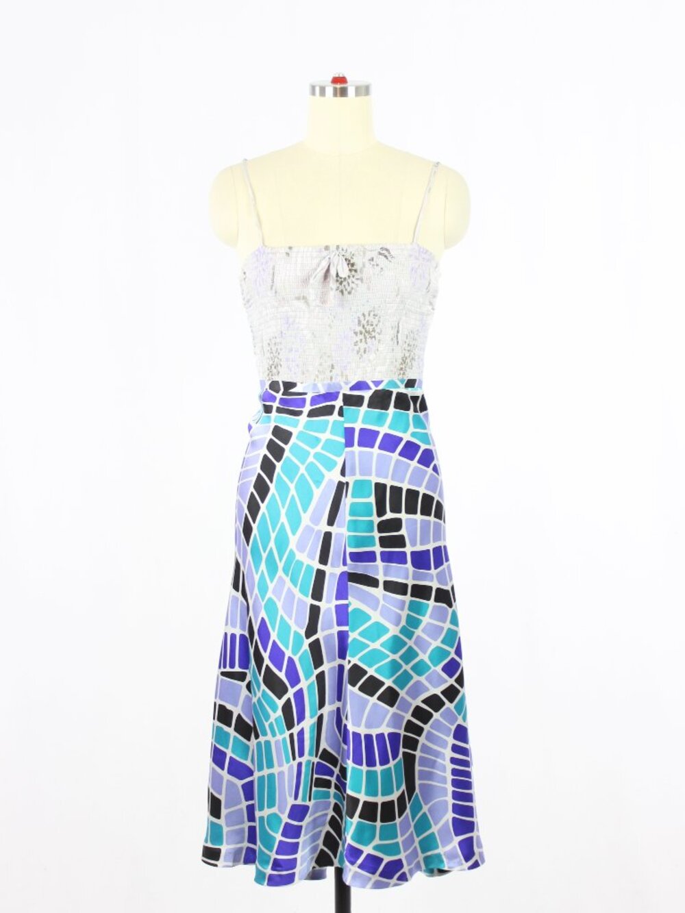 FRENCH CONNECTION Blue Purple Printed 100% Silk Charmeuse Slip Skirt, Size 10